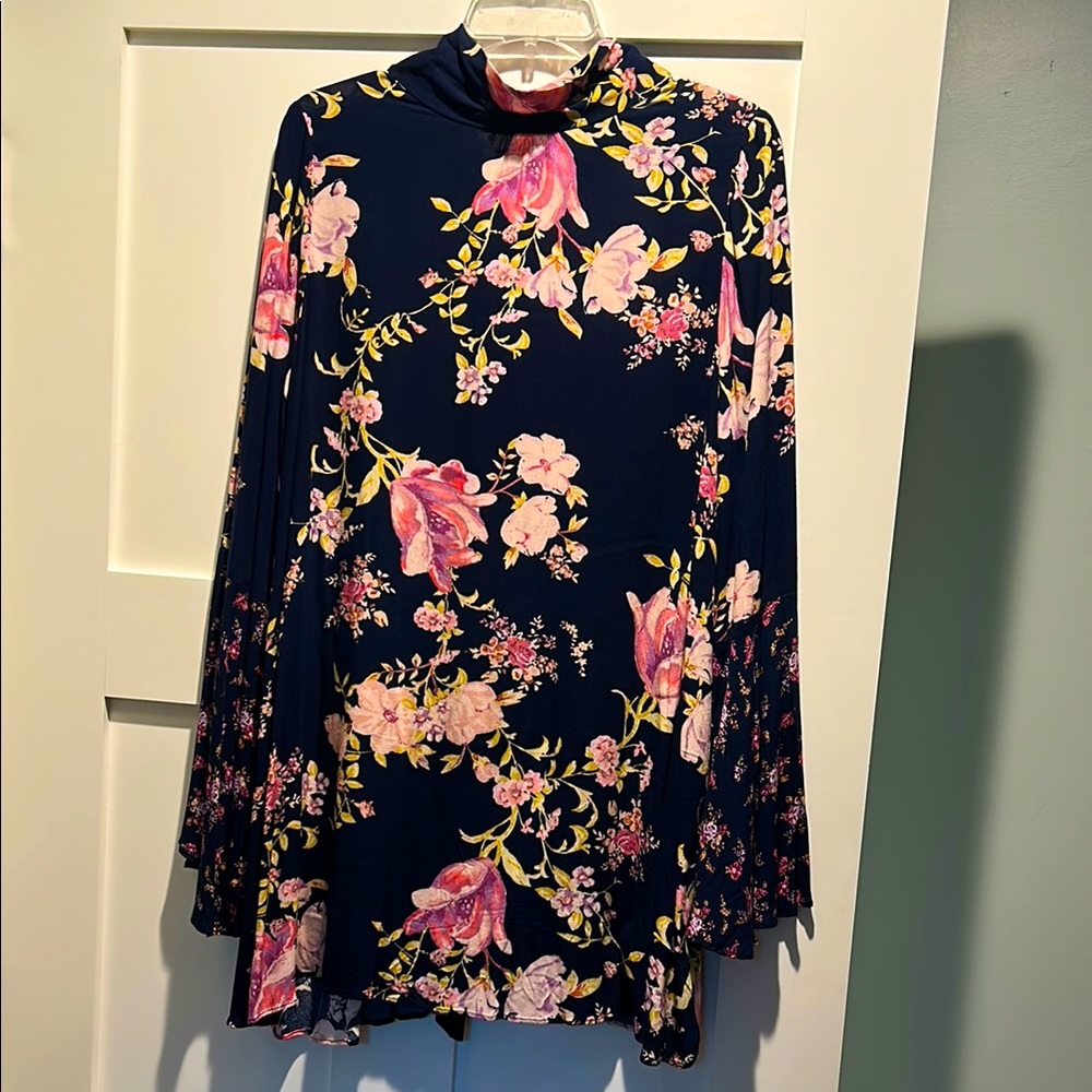 Free People Floral Dress - Navy and Pink